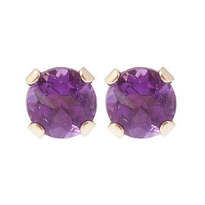 10K Gold Stud Earrings with 3mm Genuine Amethyst